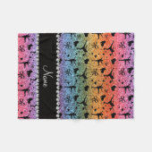 Aangepaste naam heldere regenbooglitter figuur ski fleece deken (Voorkant (Horizontaal))