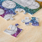 Aangepaste naam heldere regenbooglitter volleyball legpuzzel (Zijkant)