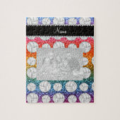 Aangepaste naam heldere regenbooglitter volleyball legpuzzel (Verticaal)