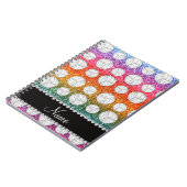 Aangepaste naam heldere regenbooglitter volleyball notitieboek (Linkerzijde)