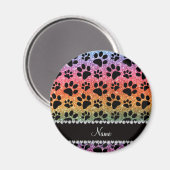 Aangepaste naam heldere regenbooglitter zwarte hon magneet (Voorkant / Achterkant)
