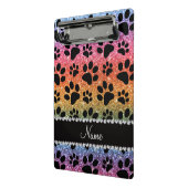 Aangepaste naam heldere regenbooglitter zwarte hon mini klembord (Angled2)