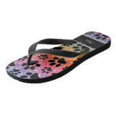 Aangepaste naam heldere regenbooglitter zwarte hon teenslippers (Schuin)