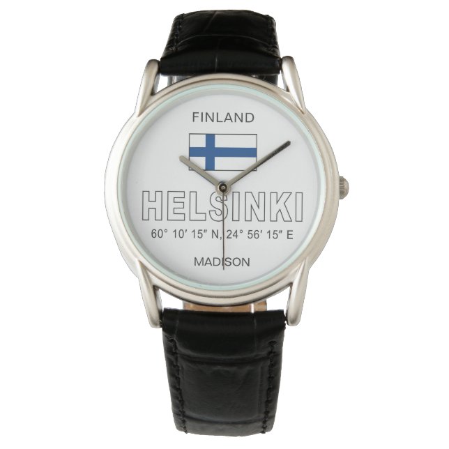 Aangepaste naam Helsinki Coördinaten Horloge (Voorkant)