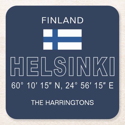 Aangepaste naam Helsinki Coördinaten Kartonnen Onderzetters (Voorkant)