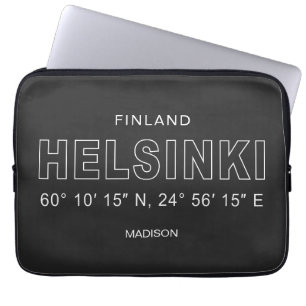 Aangepaste naam Helsinki Coördinaten Laptop Sleeve