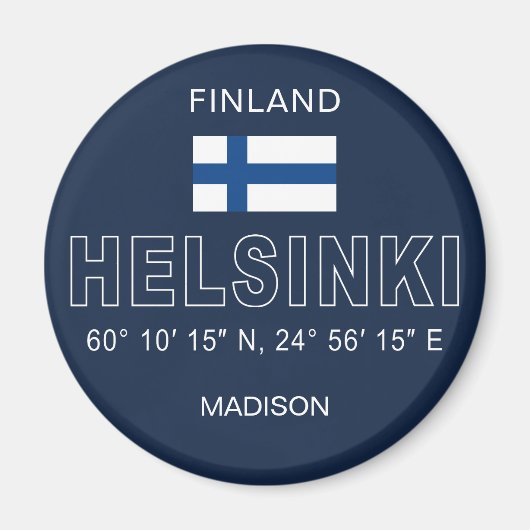 Aangepaste naam Helsinki Coördinaten Magneet (Voorkant)