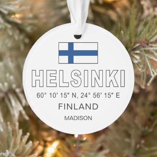 Aangepaste Naam Helsinki Coördinaten Ornament (Boom)