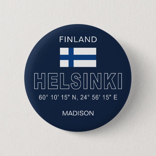 Aangepaste naam Helsinki Coördinaten Ronde Button 5,7 Cm (Voorkant)