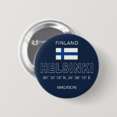 Aangepaste naam Helsinki Coördinaten Ronde Button 5,7 Cm (Voorkant /achterkant)
