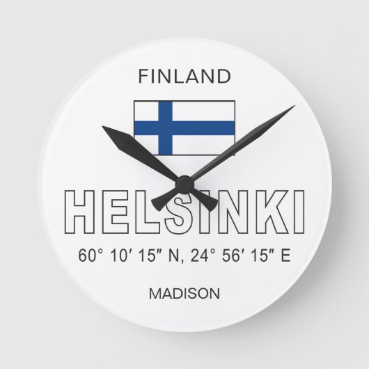Aangepaste naam Helsinki Coördinaten Ronde Klok (Voorkant)