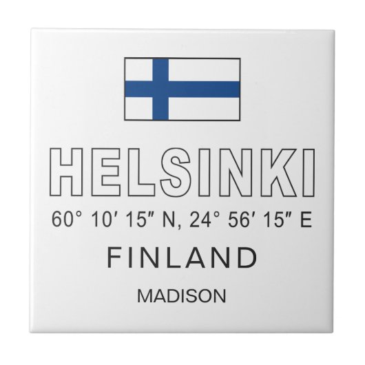 Aangepaste naam Helsinki Coördinaten Tegeltje (Voorkant)