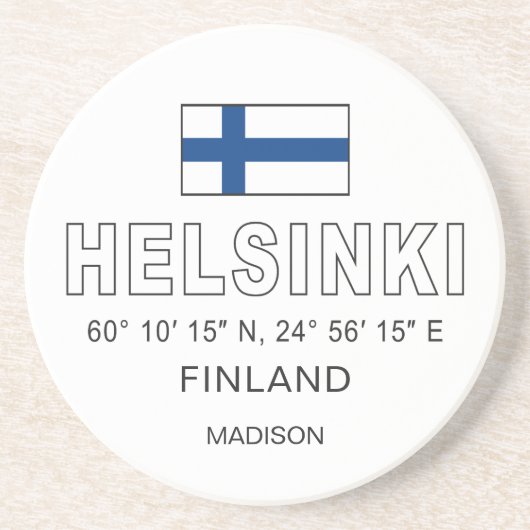Aangepaste naam Helsinki Coördinaten Zandsteen Onderzetter (Voorkant)