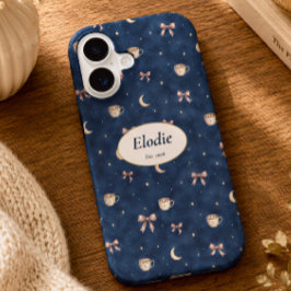 Aangepaste naam Hemelse Cottagecore Maan Lezer Cad iPhone 16 Hoesje