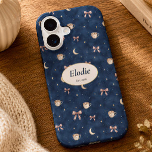 Aangepaste naam Hemelse Cottagecore Maan Lezer Cad iPhone 16 Hoesje
