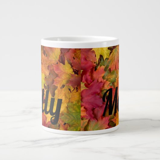 Aangepaste naam herfst ventilatorbladeren koffieth grote koffiekop (Voorkant)