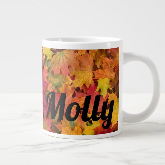 Aangepaste naam herfst ventilatorbladeren koffieth grote koffiekop (Rechts)