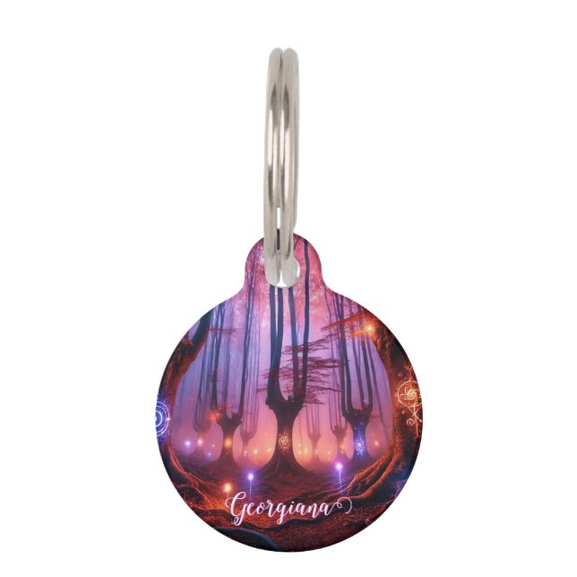 Aangepaste naam Herfstachtig betoverd Whimsigoth W Huisdierpenning (Voorkant)