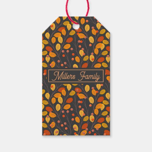 Aangepaste naam Herfstbladeren Cadeaulabel (Voorkant)