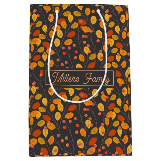 Aangepaste naam Herfstbladeren Medium Cadeauzakje (Voorkant)