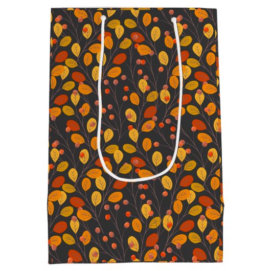 Aangepaste naam Herfstbladeren Medium Cadeauzakje (Achterkant)