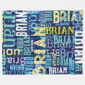 Aangepaste naam Herhaalde Retro Cool Typografie Fleece Deken (Voorkant (Horizontaal))