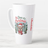 Aangepaste naam hert Kerstmis Latte Mok (Linkerhoek)