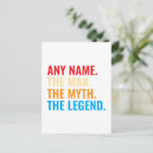 Aangepaste naam Het Man The Myth The Legend Retro Feestdagenkaart (Staand voorkant)
