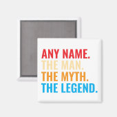 Aangepaste naam Het Man The Myth The Legend Retro Magneet (Voorkant / Achterkant)