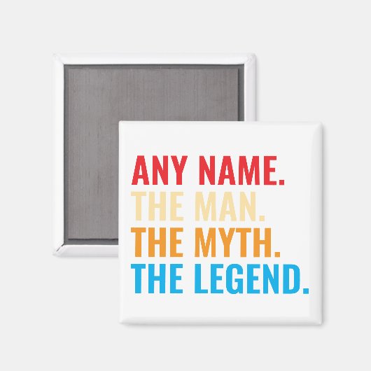 Aangepaste naam Het Man The Myth The Legend Retro Magneet (Voorkant / Achterkant)