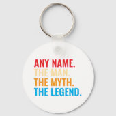 Aangepaste naam Het Man The Myth The Legend Retro Sleutelhanger (Voorkant)