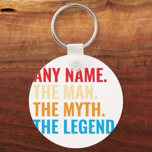Aangepaste naam Het Man The Myth The Legend Retro Sleutelhanger (Achterkant)