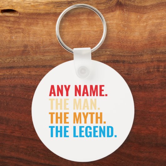 Aangepaste naam Het Man The Myth The Legend Retro Sleutelhanger (Voorkant)
