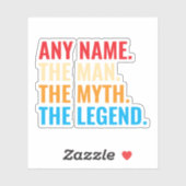 Aangepaste naam Het Man The Myth The Legend Retro Sticker (Vel)