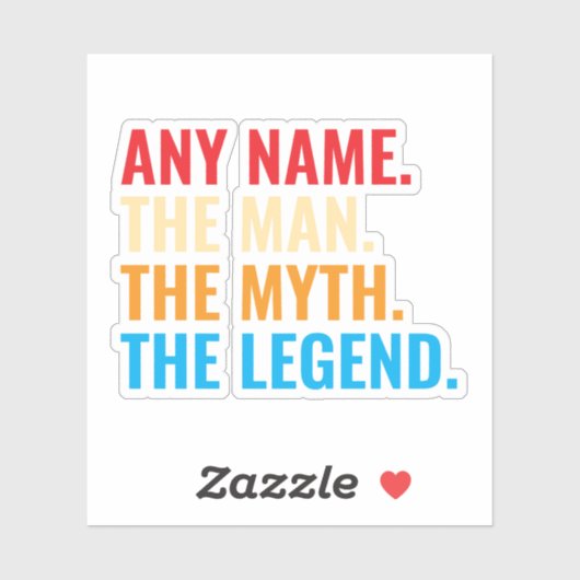 Aangepaste naam Het Man The Myth The Legend Retro Sticker (Vel)