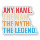 Aangepaste naam Het Man The Myth The Legend Retro Sticker (Voorkant)