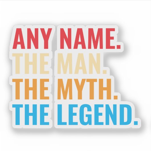 Aangepaste naam Het Man The Myth The Legend Retro Sticker (Voorkant)