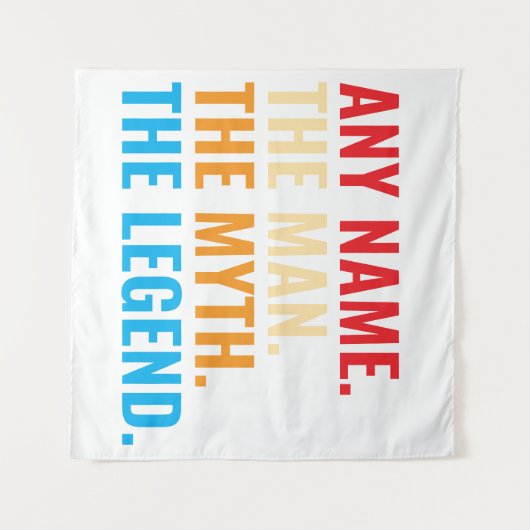 Aangepaste naam Het Man The Myth The Legend Retro Wandkleed (Voorkant (horizontaal))