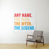 Aangepaste naam Het Man The Myth The Legend Retro Wandkleed (In situ)