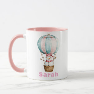 Aangepaste Naam Hete Luchtballon Snowman Kerstmis Mok