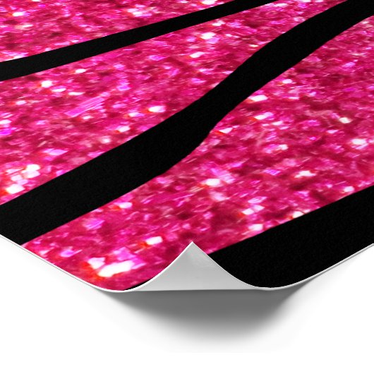 Aangepaste naam hete roze glitterzebrastriboog poster (Hoek)