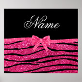 Aangepaste naam hete roze glitterzebrastriboog poster (Voorkant)