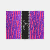 Aangepaste naam hete roze zebrastrepen paarse glit fleece deken (Voorkant (Horizontaal))