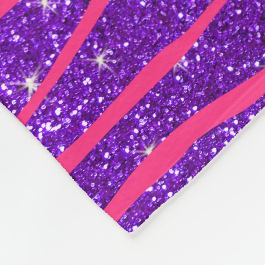 Aangepaste naam hete roze zebrastrepen paarse glit fleece deken (Hoek)