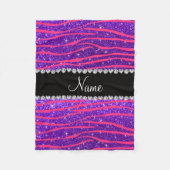 Aangepaste naam hete roze zebrastrepen paarse glit fleece deken (Voorkant)