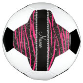 Aangepaste naam hete roze zebrastrepen zwarte glit voetbal (Gedraaid)