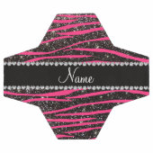 Aangepaste naam hete roze zebrastrepen zwarte glit voetbal (Enkel)