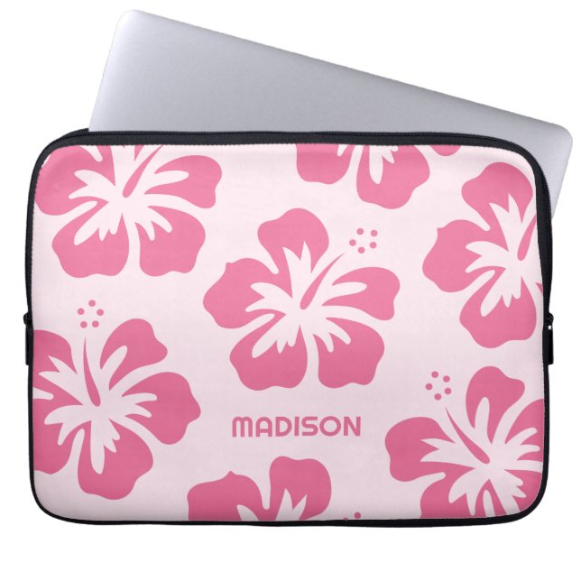 Aangepaste naam Hibiscus Laptop Sleeve (Voorkant)