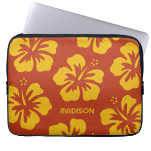 Aangepaste naam Hibiscus Laptop Sleeve