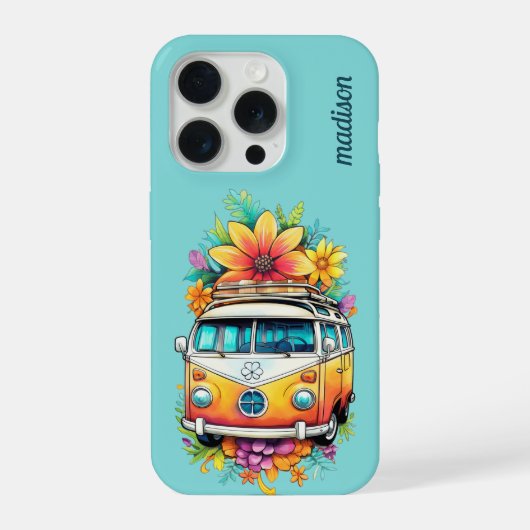 Aangepaste naam Hippie Van iPhone Hoesje (Achterkant)